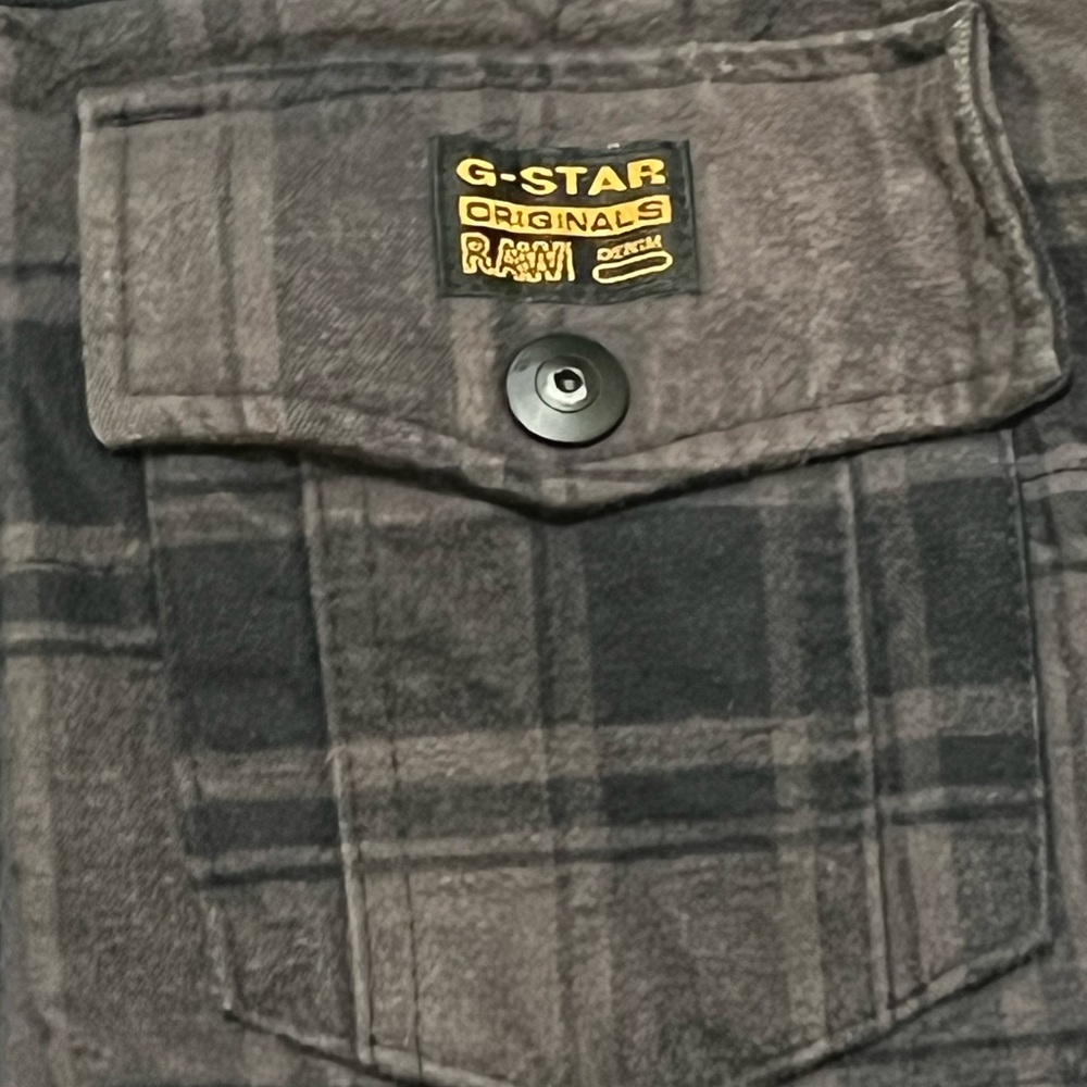 G Star Raw Men’s Flannel Zip Up Snap Hoodie Jacket (Black Plaid) - Picture 2 of 11